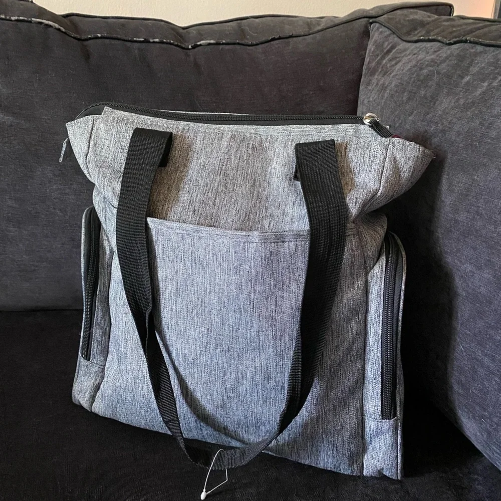 Eddie Bauer First Adventure Diaper Bag Tote | Gray Multi-Pocket Baby Travel Bag